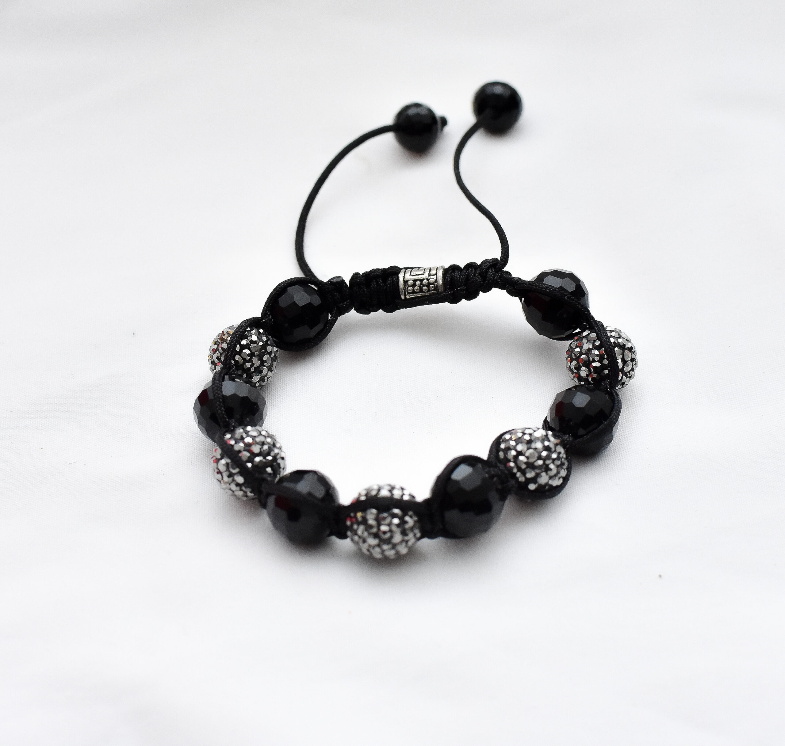 Black & Silver Braided Shamballa